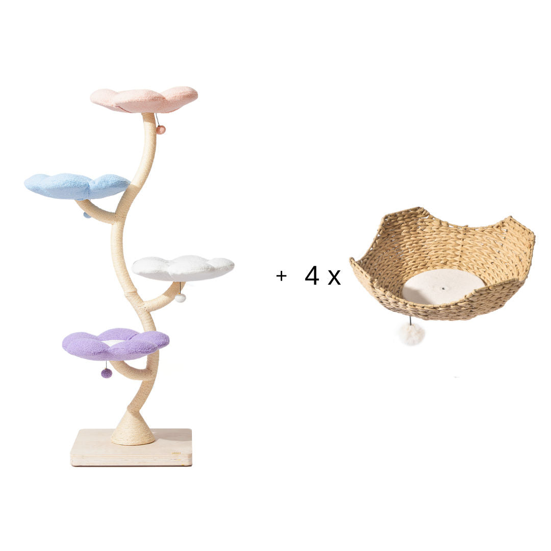 MICHU Fairy 4‑Tier Designer Flower Cat Tree – Deluxe