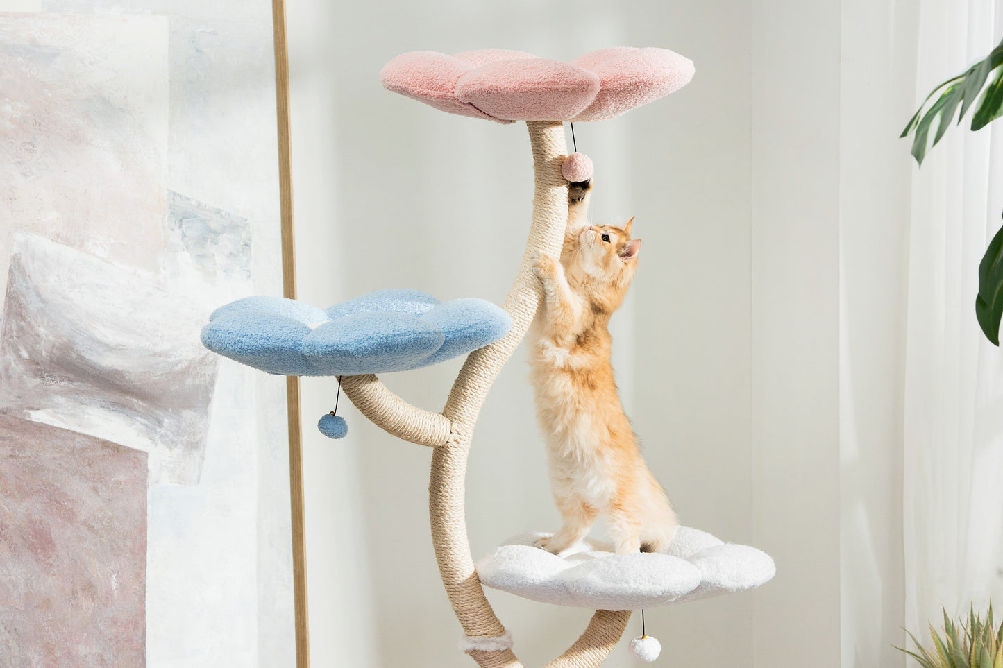 MICHU Fairy 4‑Tier Designer Flower Cat Tree – Deluxe