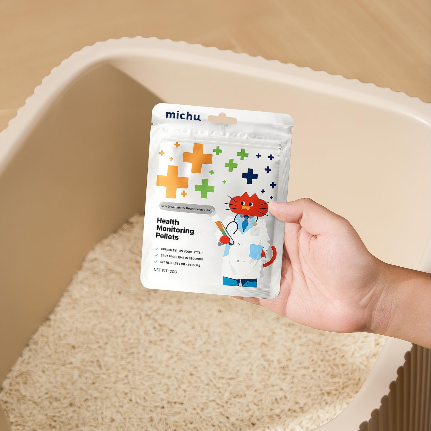 Michu Colour‑Changing Cat Urine Test Pellets – Early Health Monitor