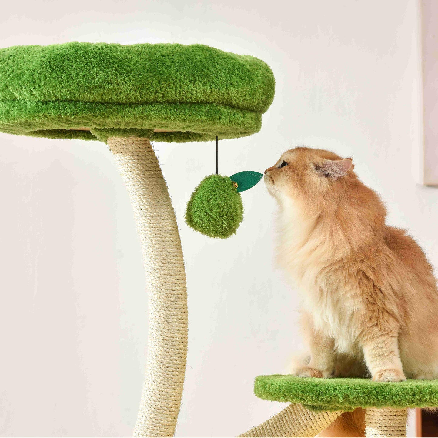 Michu Verde Modern Solid Wood Cat Tree: Multi-Level, Cozy Pear Nest