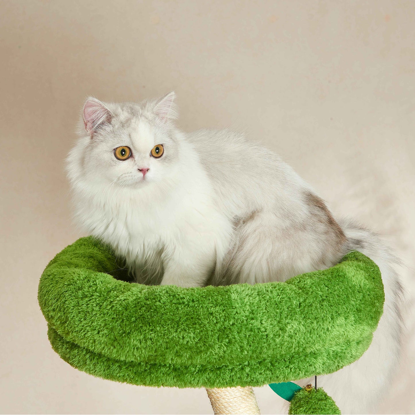 Michu Verde Modern Solid Wood Cat Tree: Multi-Level, Cozy Pear Nest