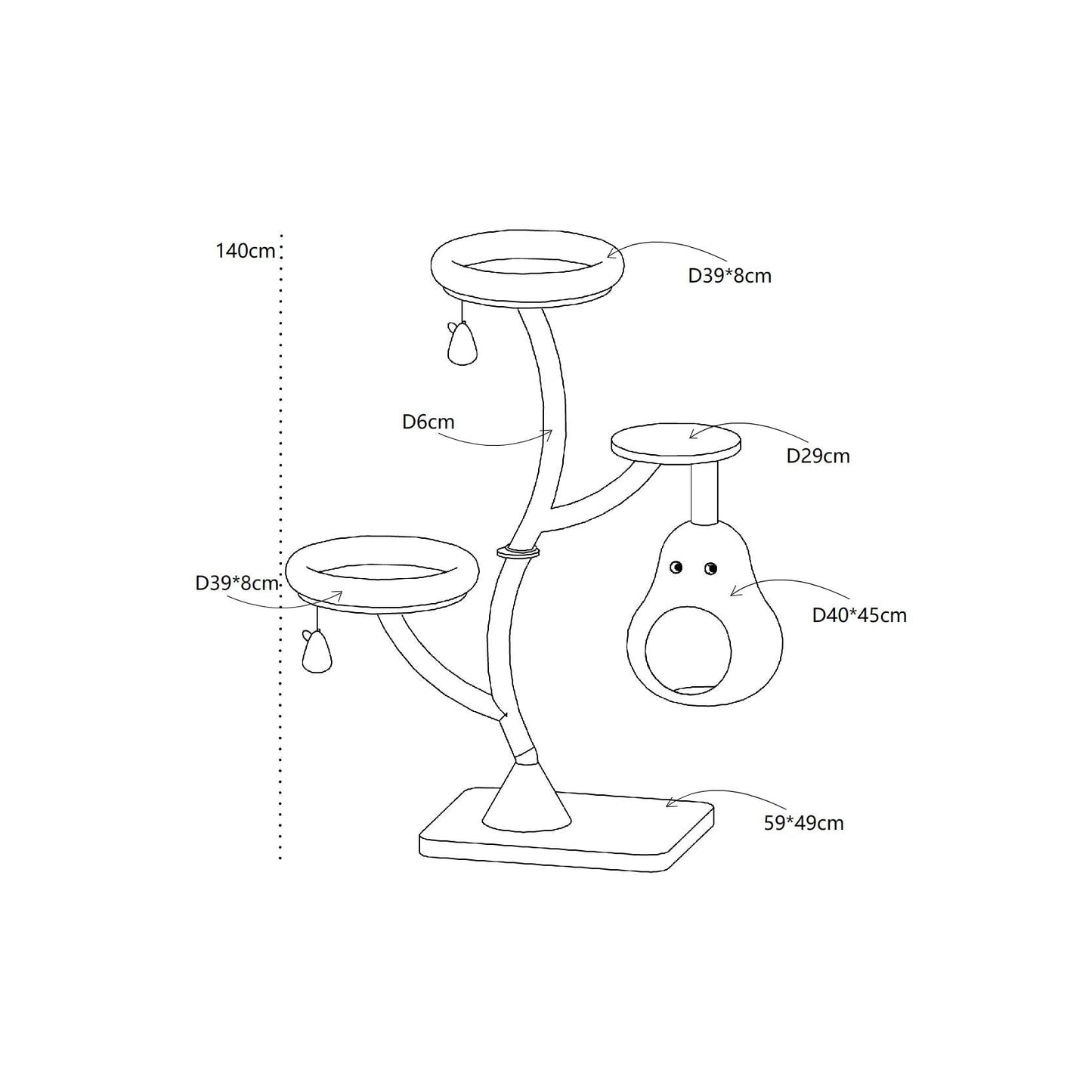 Michu Verde Modern Solid Wood Cat Tree: Multi-Level, Cozy Pear Nest