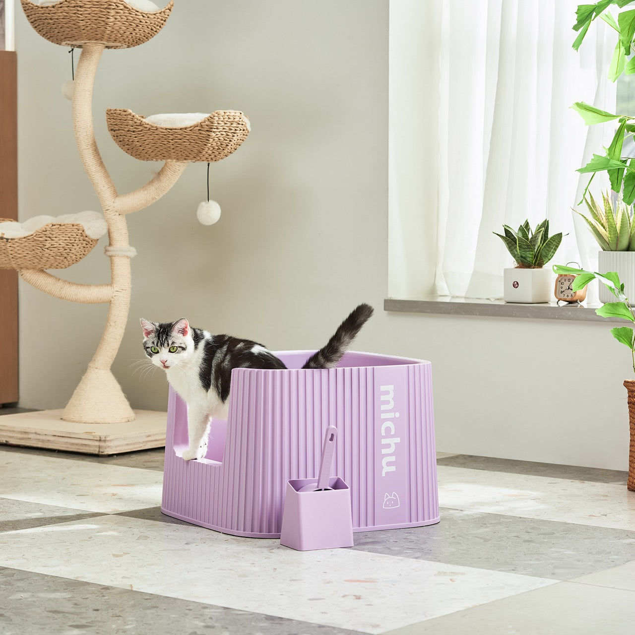 Michu XXL Stella Deluxe Spacious Cat Litter Box with Lid