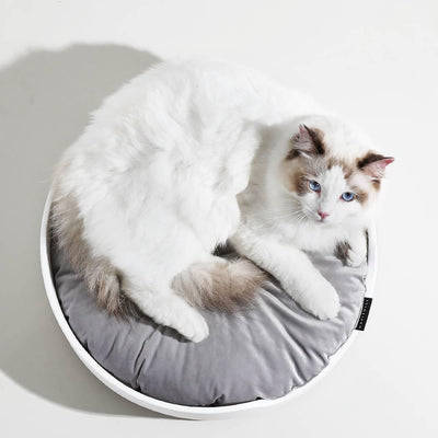 Soft Cozy Round Cat Litter Box Mat Grey White