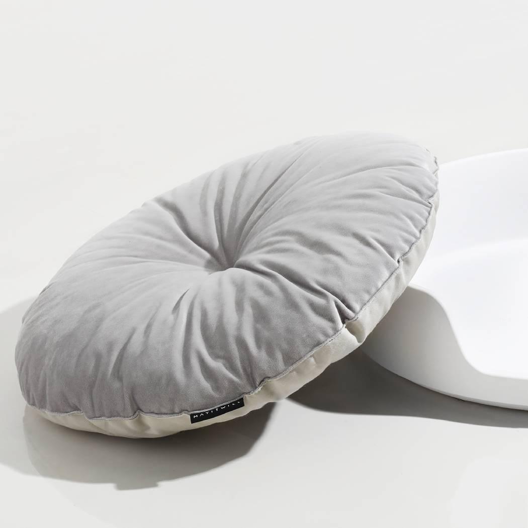 Soft Cozy Round Cat Litter Box Mat Grey White