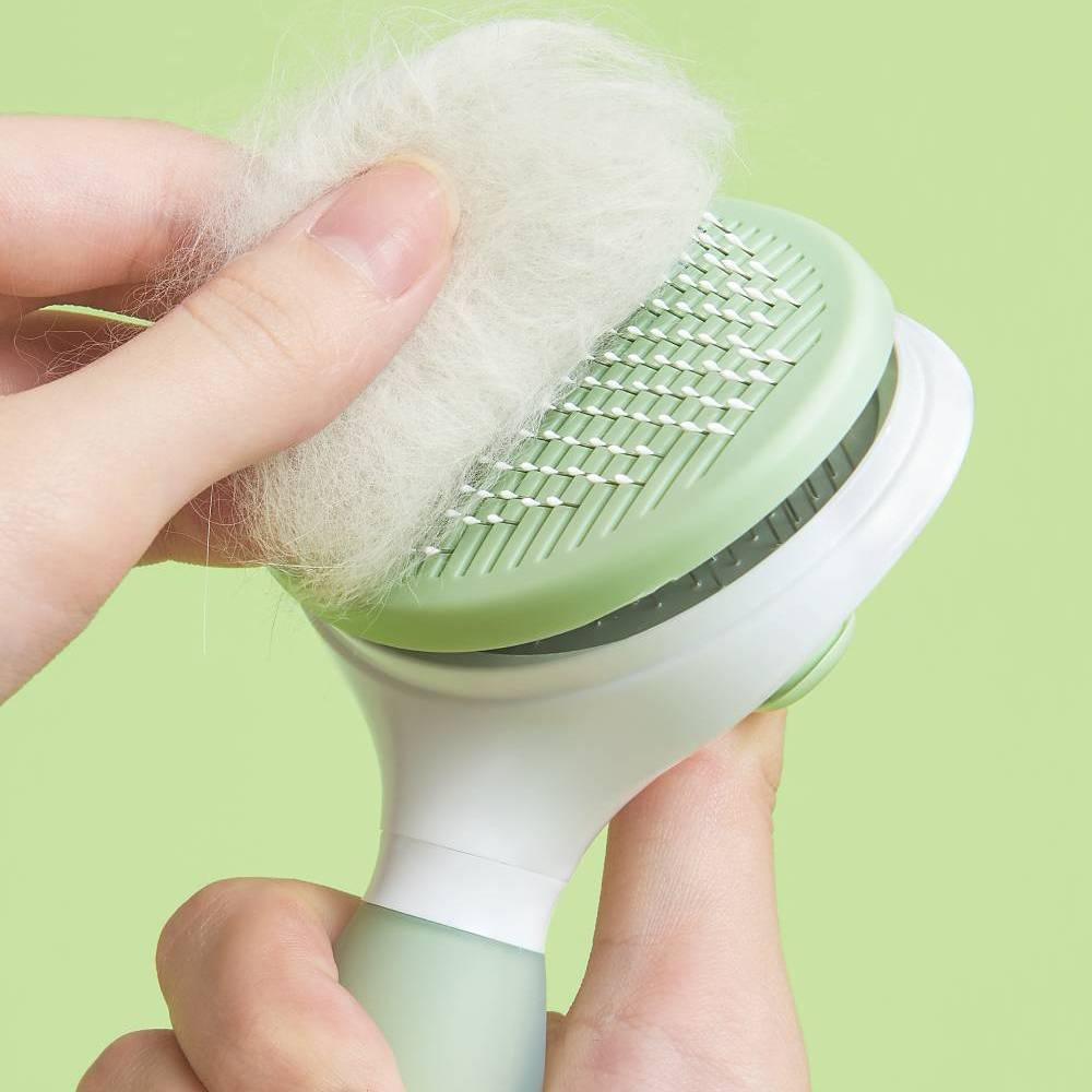 Michu Cream Round-Head Grooming Brush for Dogs & Cats