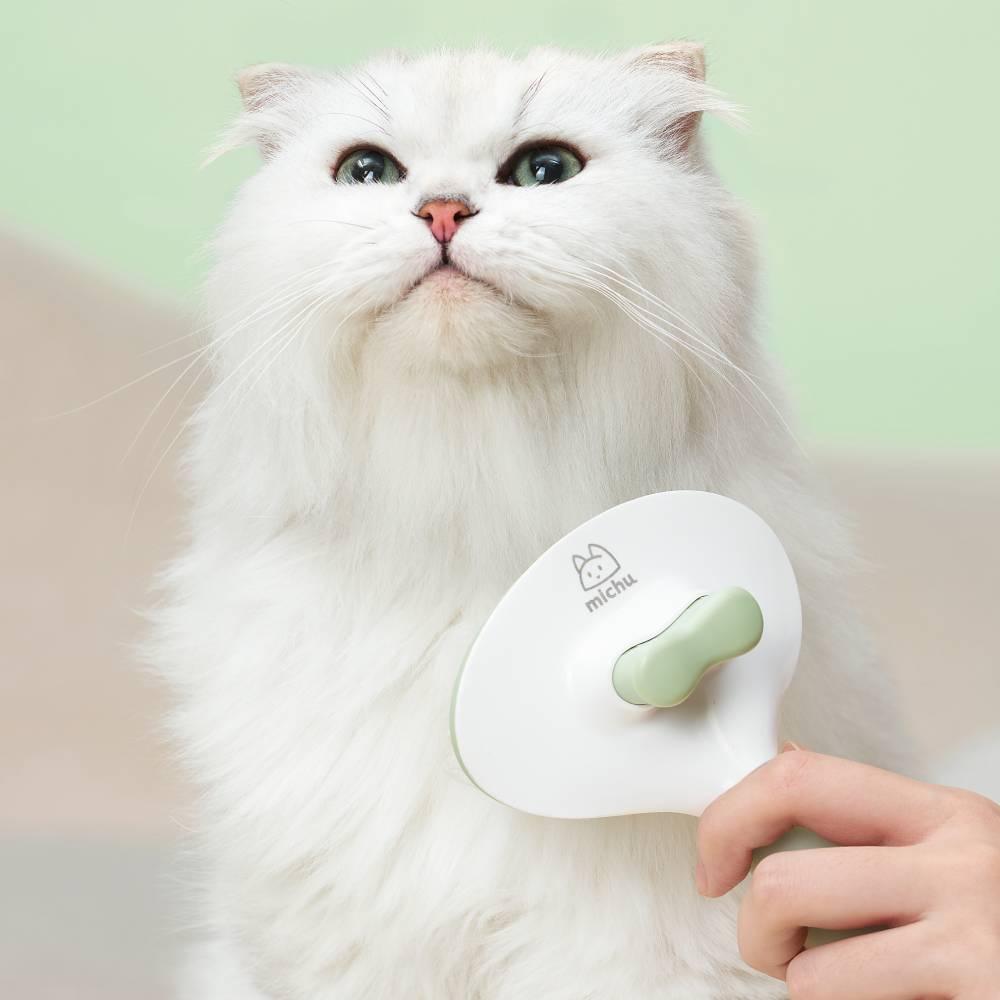 Michu Cream Round-Head Grooming Brush for Dogs & Cats
