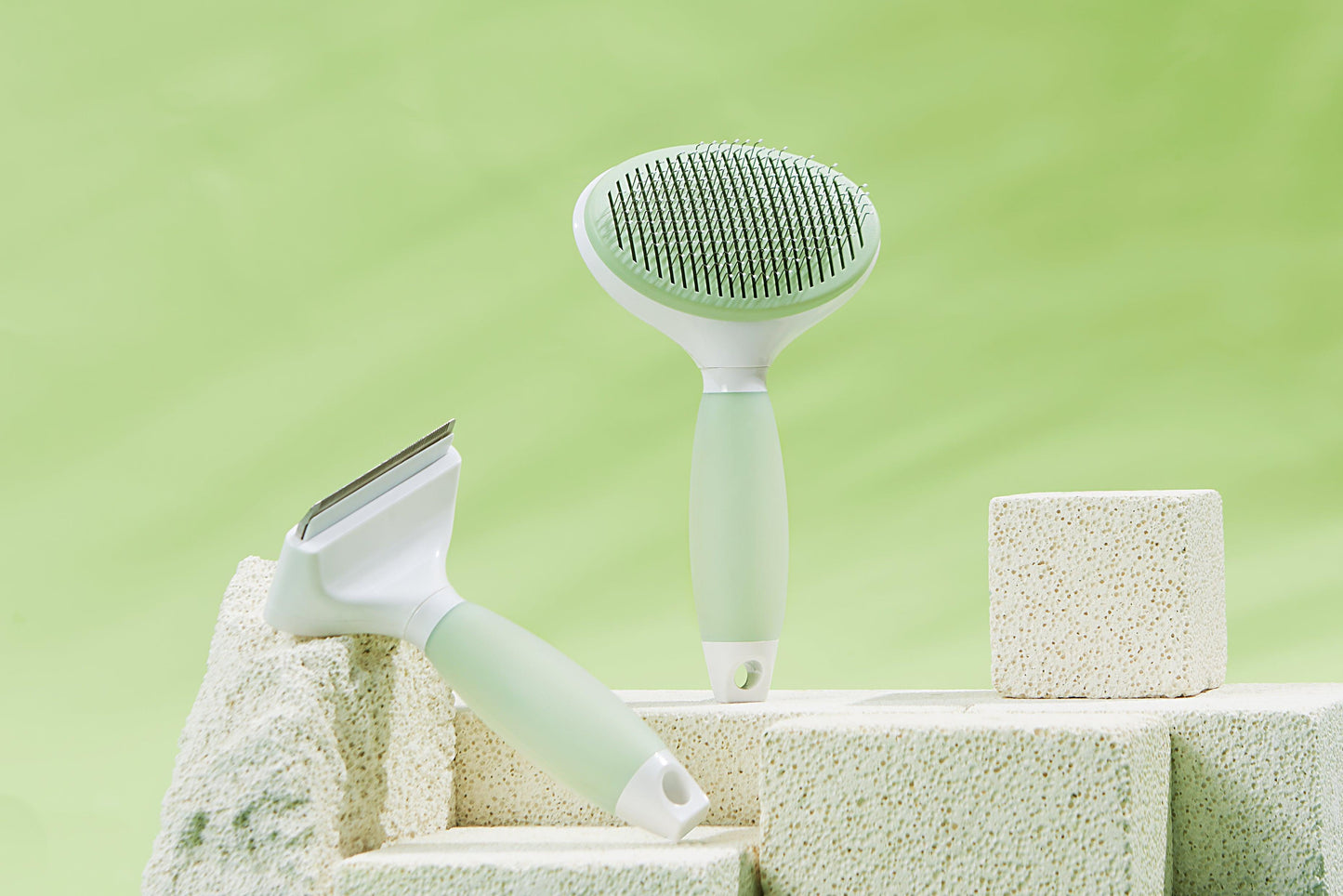 Michu Cream Round-Head Grooming Brush for Dogs & Cats