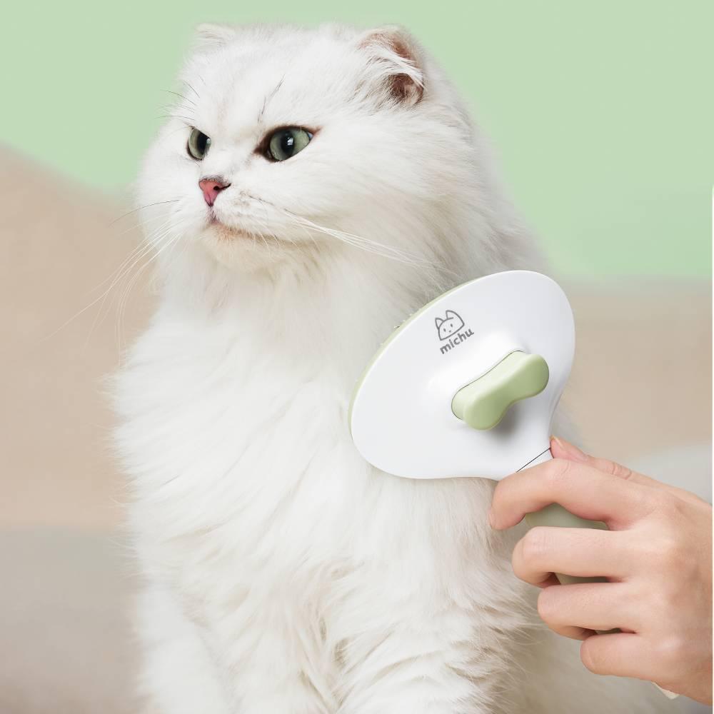 Michu Cream Round-Head Grooming Brush for Dogs & Cats