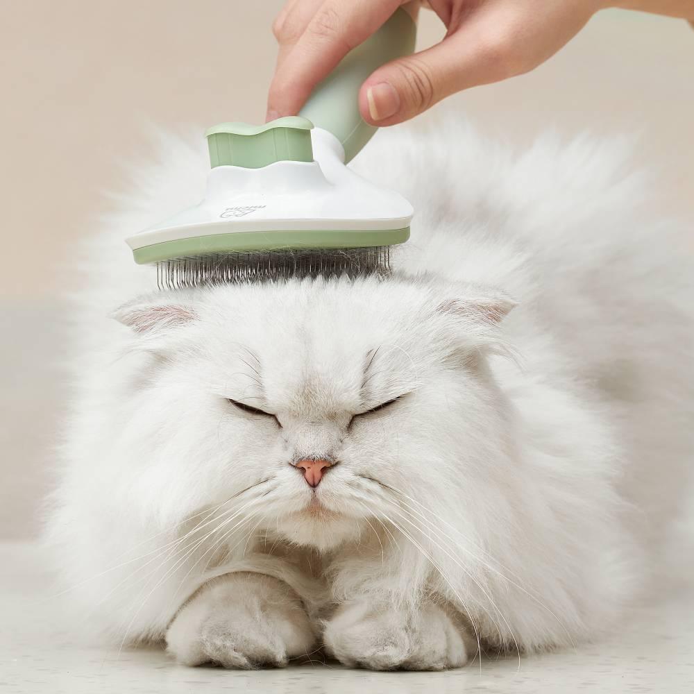 Michu Cream Round-Head Grooming Brush for Dogs & Cats