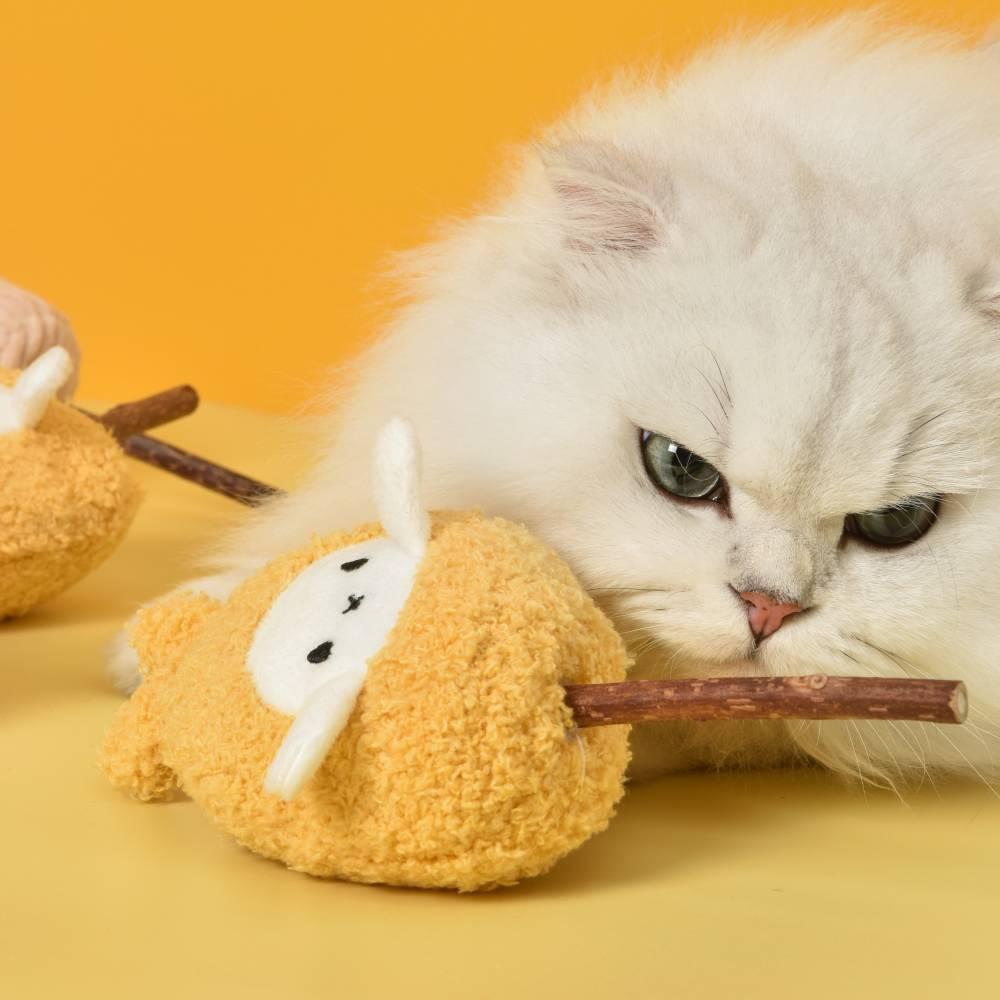 Silver Vine Stick Interactive Plush Cat Toy – Happy Tempura & Cupcake