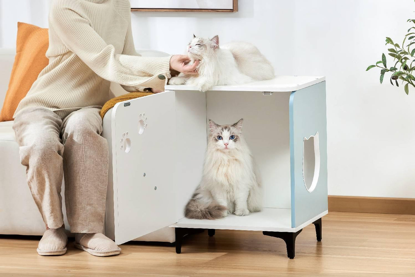 Michu Hidden Cat Furniture Litter Box Enclosure End Table