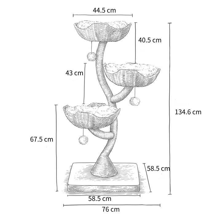 MICHU Iris Deluxe 3‑Tier Designer Flower Cat Tree
