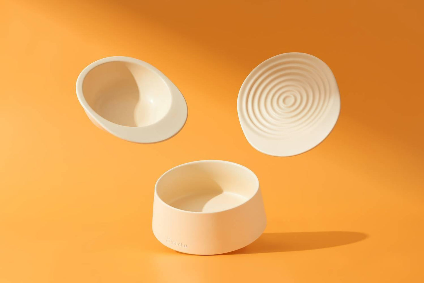 Premium Raised Ceramic Cat Bowl Set in Barley White