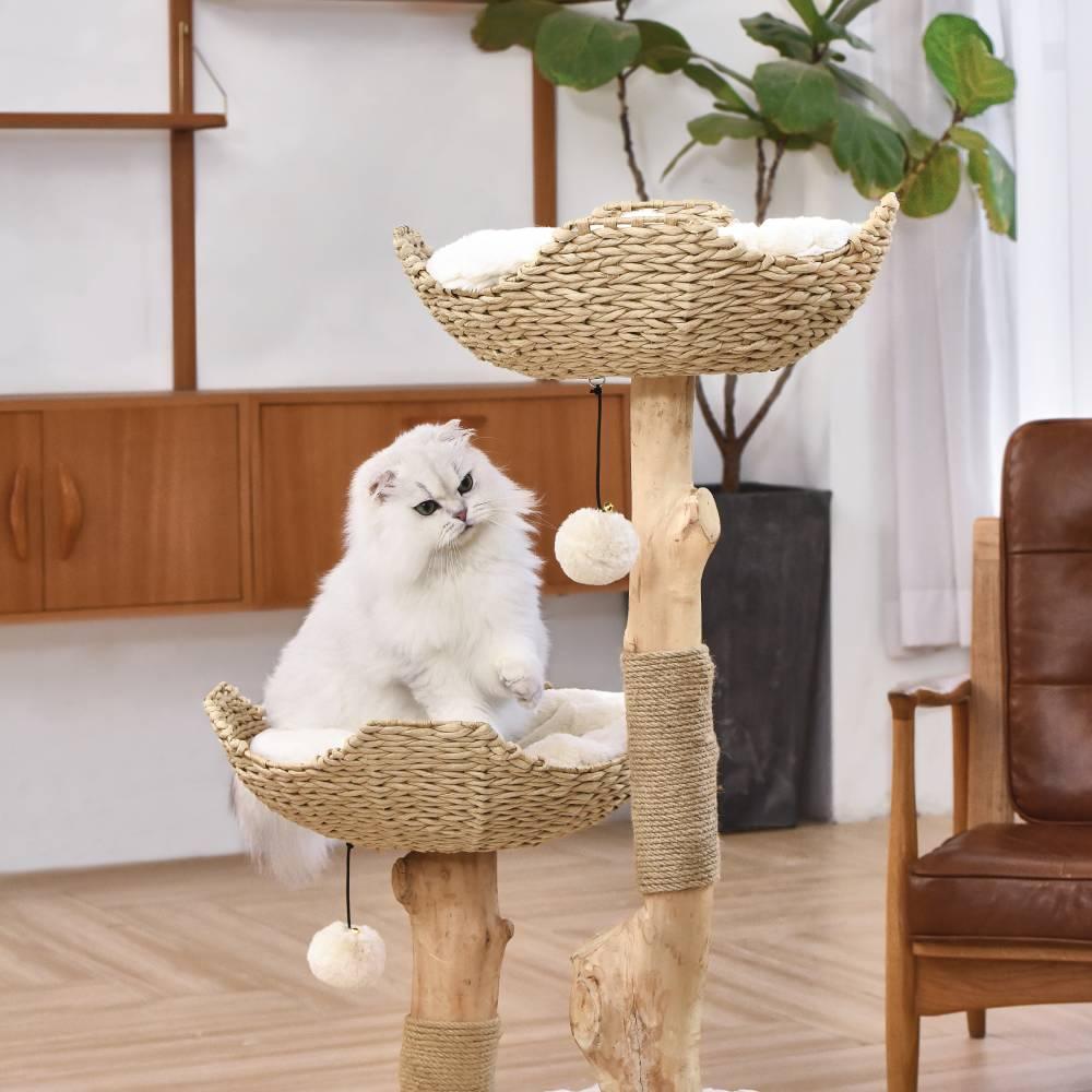 Michu Premium Large Real Wood Cat Tree Spacious Scandinavian Design