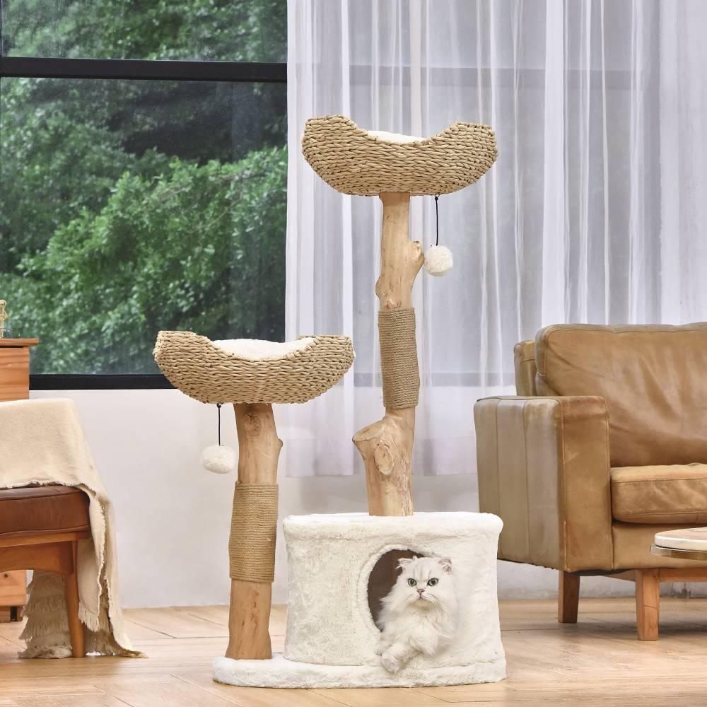 Michu Premium Large Real Wood Cat Tree Spacious Scandinavian Design