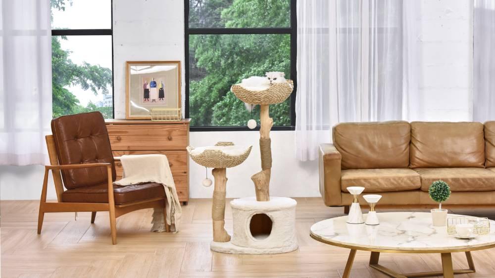 Michu Premium Large Real Wood Cat Tree Spacious Scandinavian Design