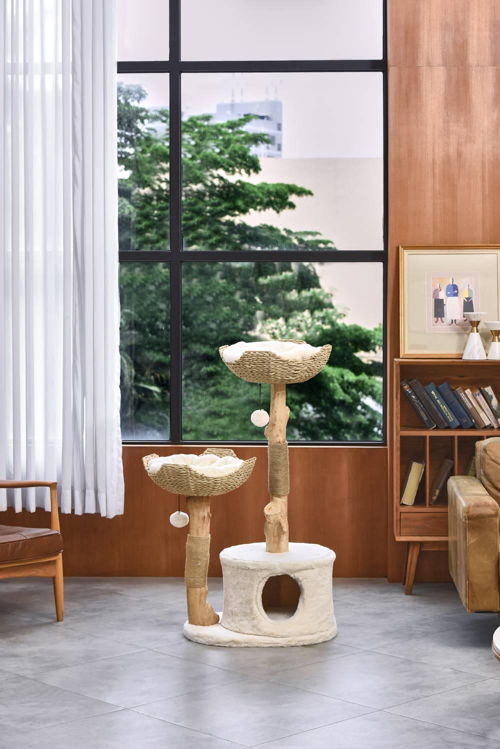 Michu Premium Large Real Wood Cat Tree Spacious Scandinavian Design