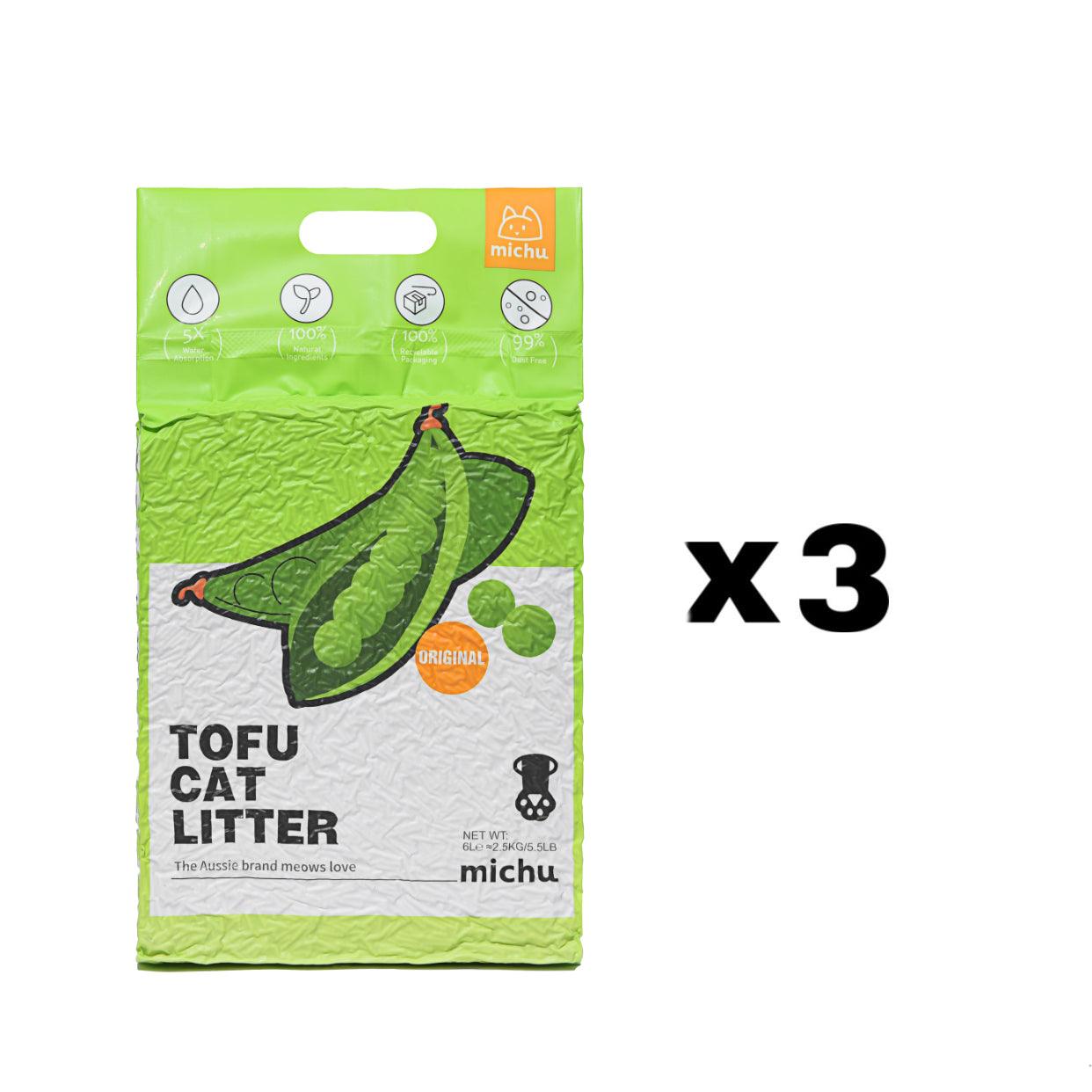 Michu Gen3 Natural Tofu Cat Litter 6L Dust‑Free Clumping