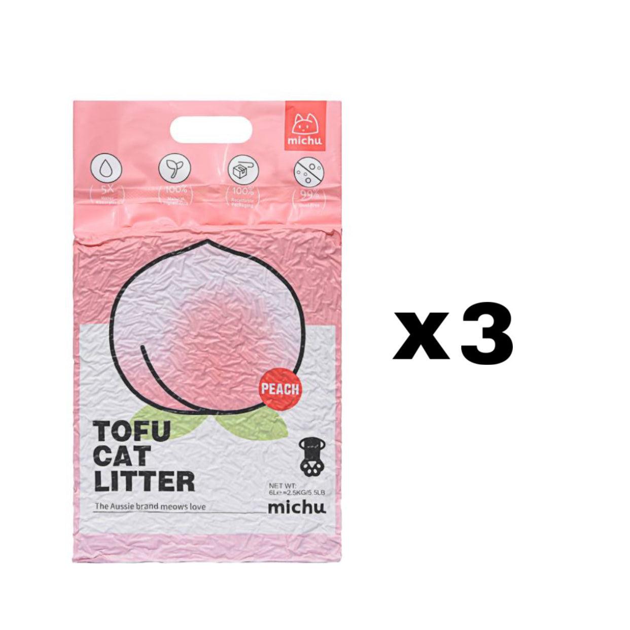 Michu Gen3 Natural Tofu Cat Litter 6L Dust‑Free Clumping