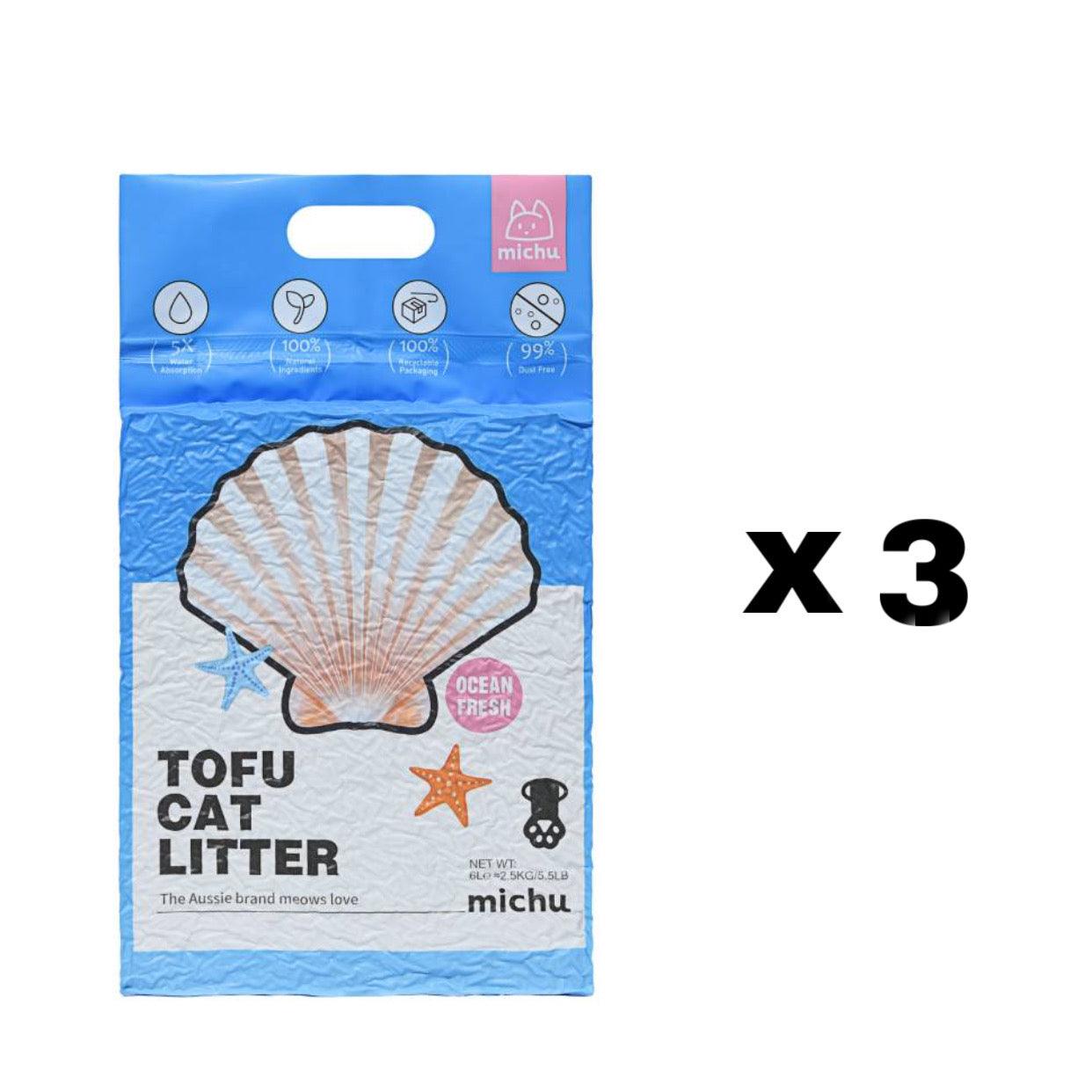 Michu Gen3 Natural Tofu Cat Litter 6L Dust‑Free Clumping