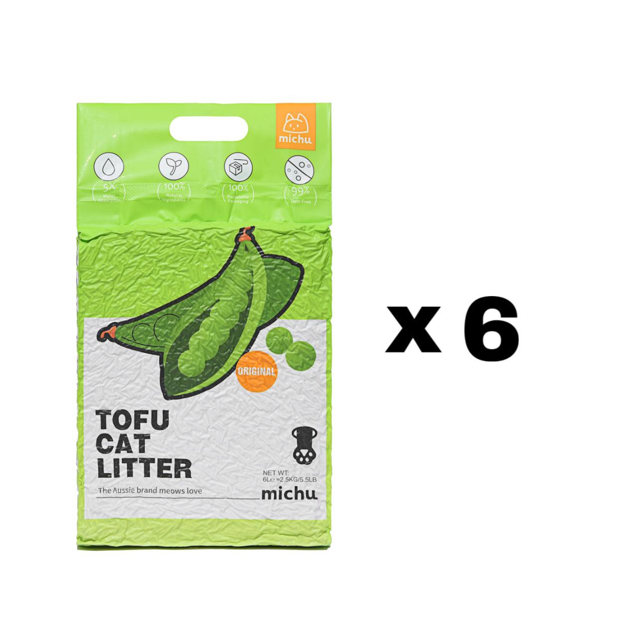 Michu Gen3 Natural Tofu Cat Litter 6L Dust‑Free Clumping