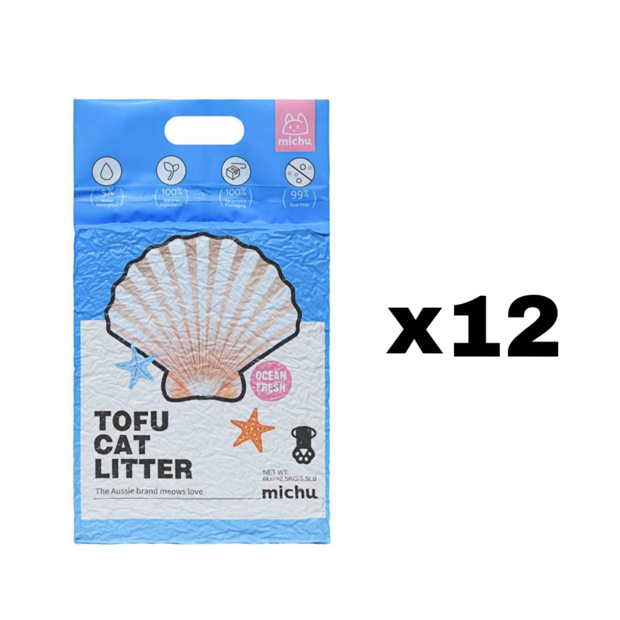 Michu Gen3 Natural Tofu Cat Litter 6L Dust‑Free Clumping
