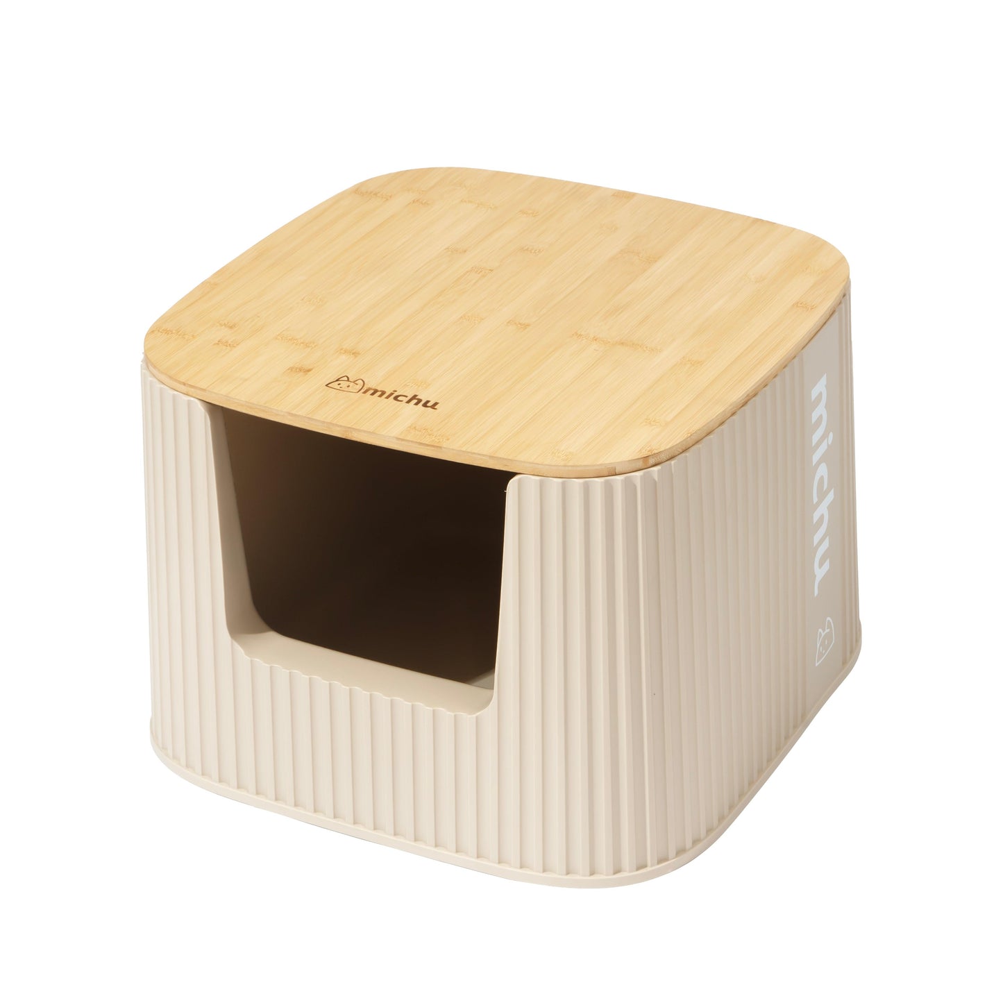 Michu XXL Deluxe Bamboo Cat Litter Box Lid with Storage