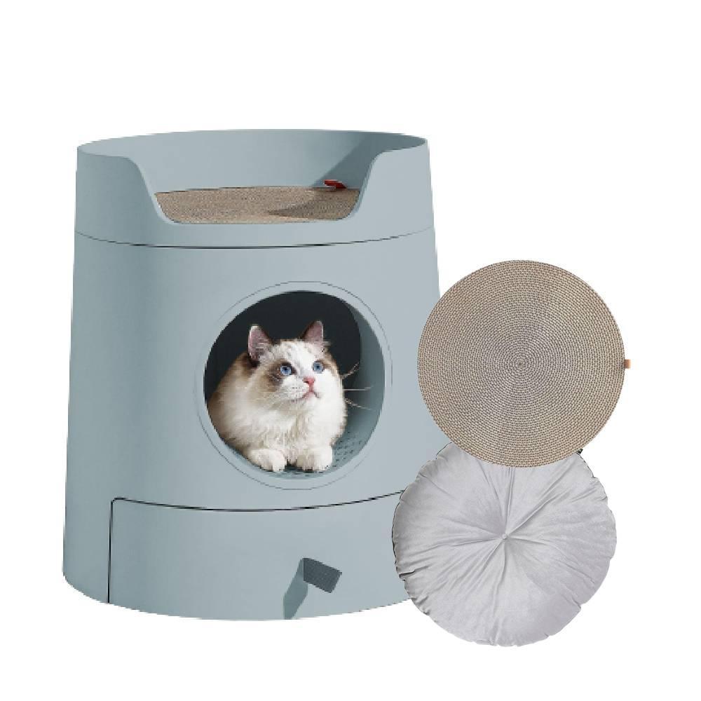 Michu XL Castle Semi-Closed Cat Litter Box with Scratch Pad