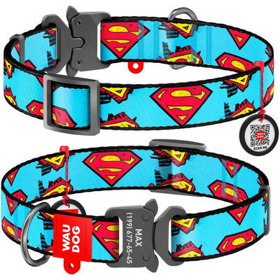 WauDog Superman Nylon Dog Collar: Durable, Adjustable, Fun, & Stylish Pet Accessory