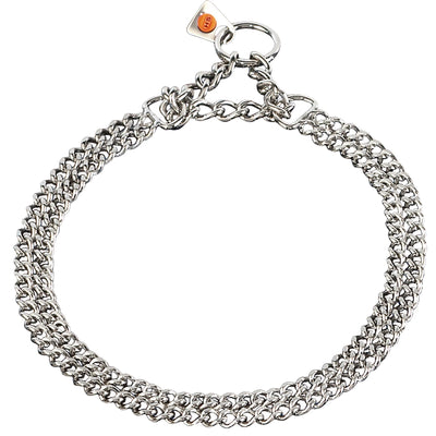 Herm Sprenger Martingale Steel Chain Dog Collar - 2 Rows Chrome Plated