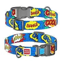 WauDog WOW Nylon Dog Collar: Bright, Durable, Adjustable Comfort for Happy Pups