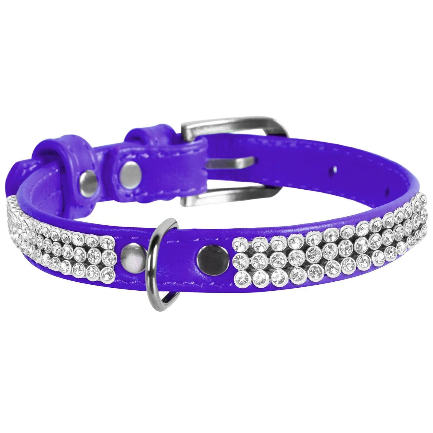 Premium Crystal Leather Dog Collar: Stylish, Durable, Comfortable, with Sparkle