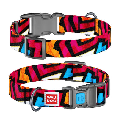 WAUDOG Nylon Graffiti Dog Collar: Stylish, Durable, Adjustable, & Comfortable