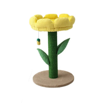 Catio Yellow Camellia Flower Cat Scratching Tree: Fun, Durable, Playful