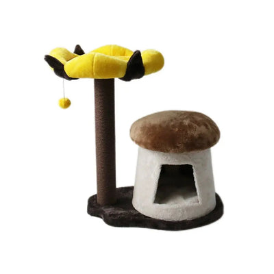 Enchanted Flower Cat Scratching Tree: Deluxe Catio Cat House with Perches