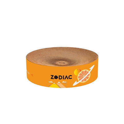 ZODIAC Round Cat Scratcher Orange: Durable Cardboard Play Mat for Happy Felines