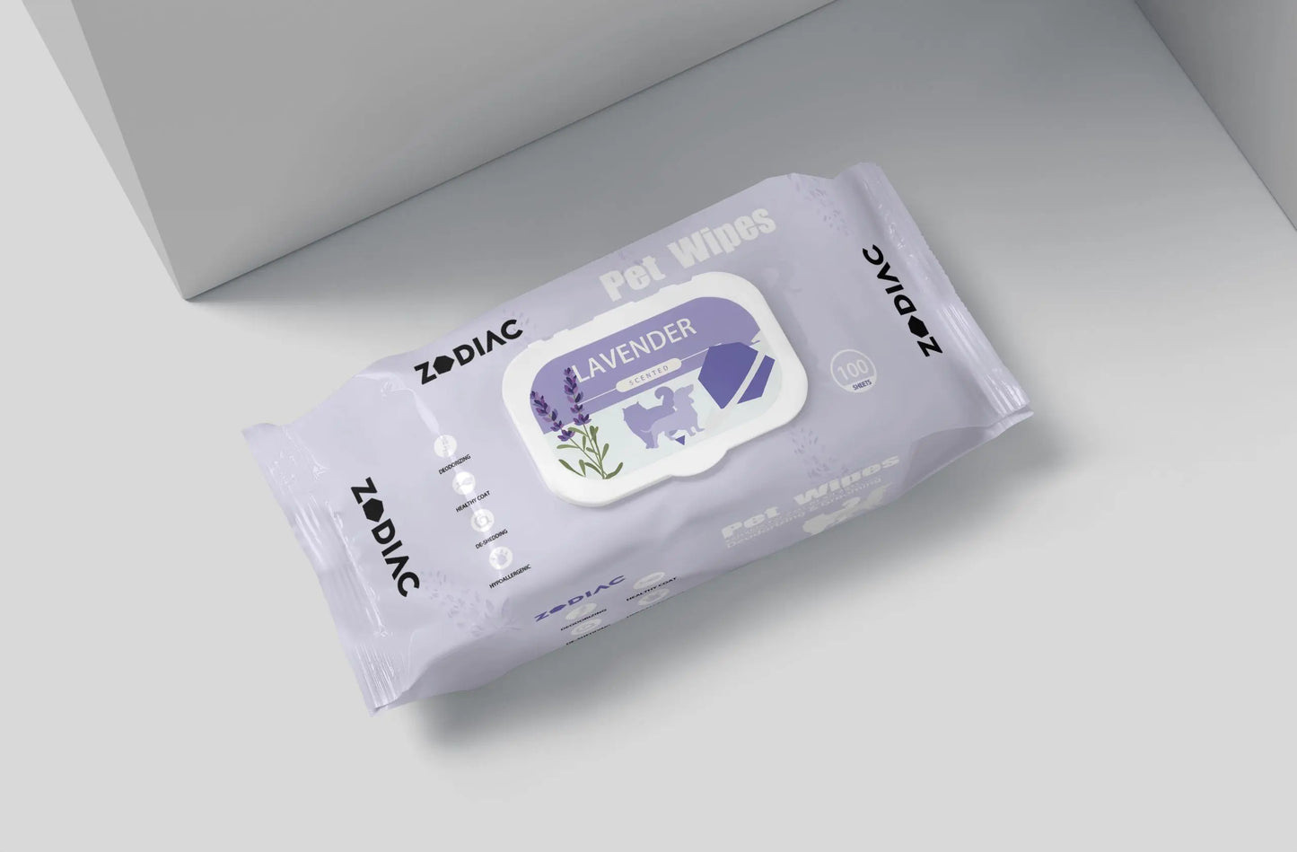 Zodiac Lavender Scented Pet Wipes: Gentle Cleaning for Dogs & Cats, 100 Count