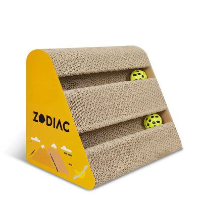 Zodiac Triangle Cat Ball Scratcher: Banana Delight, Durable Corrugated Cardboard, Eco-Friendly