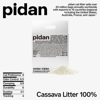Pidan Cassava Cat Litter 2.4kg 6L: Odour Control, Quick Clumping, Flushable, Eco-Friendly