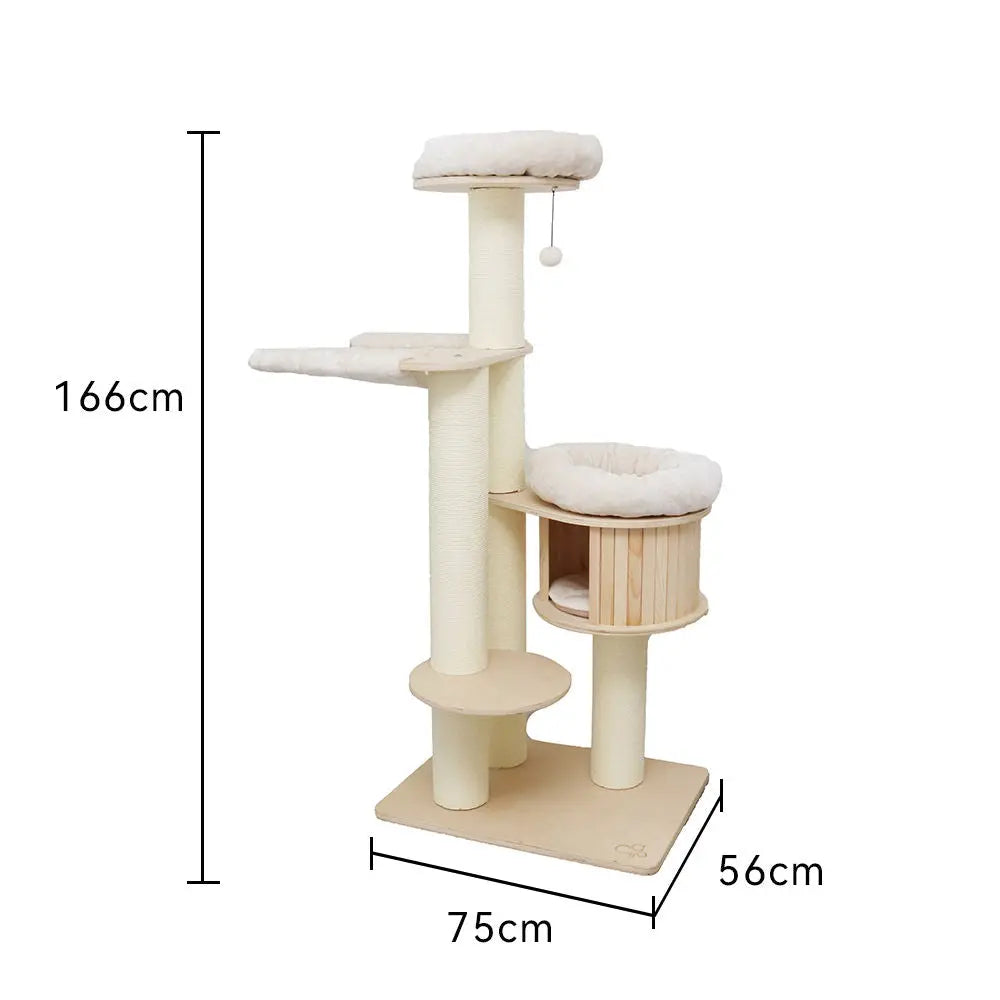 Catio Vintage Solid Wood Cat Tree Scratcher 176cm - Ultimate Climbing & Play