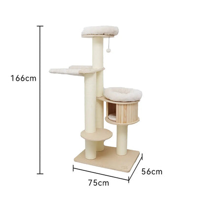 Catio Vintage Solid Wood Cat Tree Scratcher 176cm - Ultimate Climbing & Play
