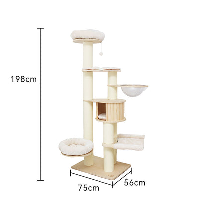Catio Vintage Solid Wood Cat Climbing Tree Post Scratcher 194cm