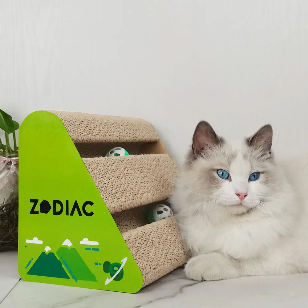 Zodiac Triangle Cat Ball Scratcher: Engaging Kiwi Toy for Happy Healthy Felines