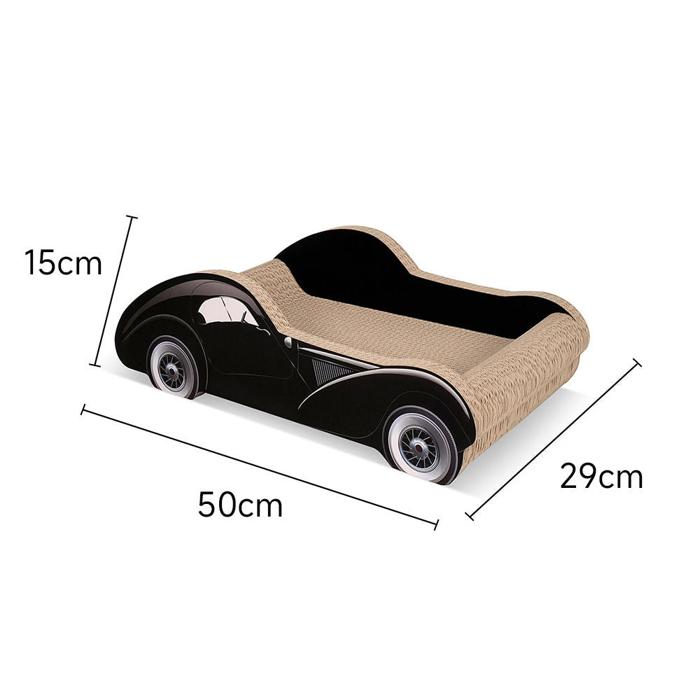 Zodiac Black Car Shaped Cat Scratcher: Fun Corrugated Cardboard Play Area