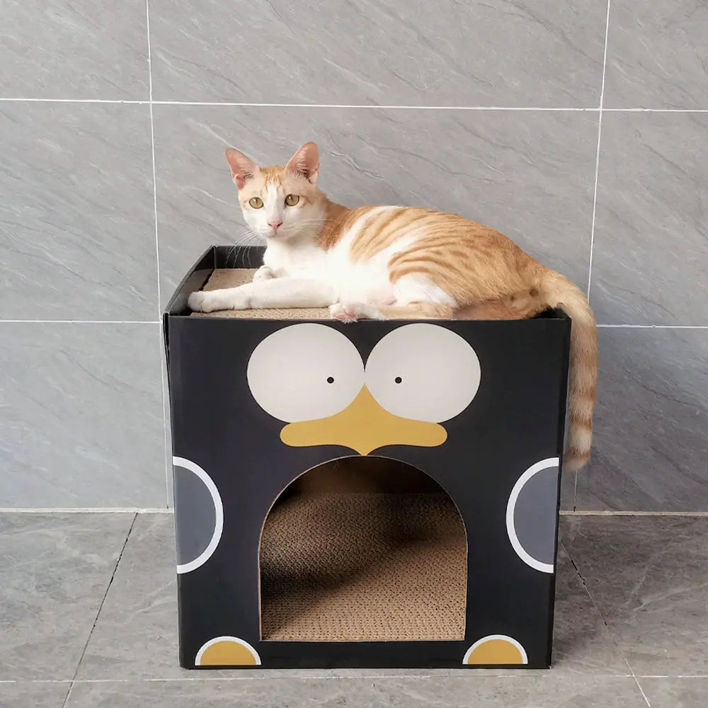 Zodiac Black Penguin Cat Scratcher: Durable, Fun, Engaging Square Design for Play
