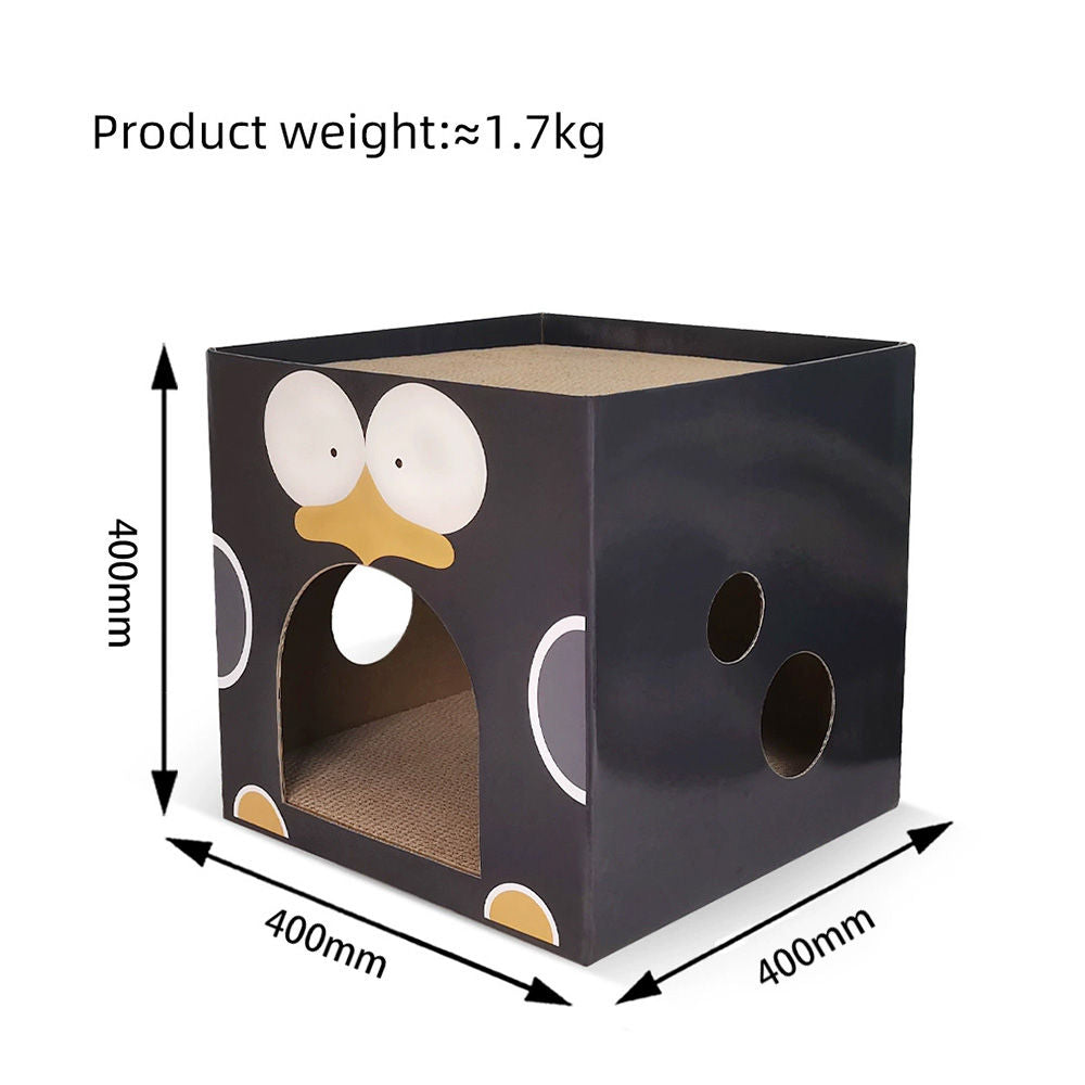 Zodiac Black Penguin Cat Scratcher: Durable, Fun, Engaging Square Design for Play