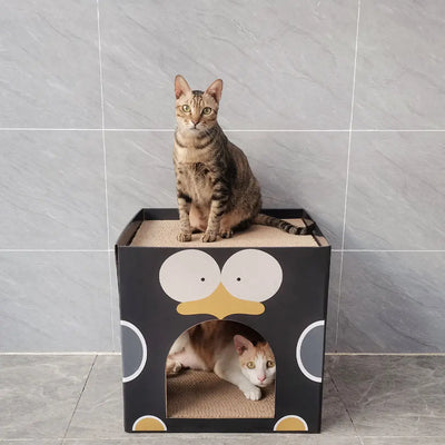Zodiac Black Penguin Cat Scratcher: Durable, Fun, Engaging Square Design for Play