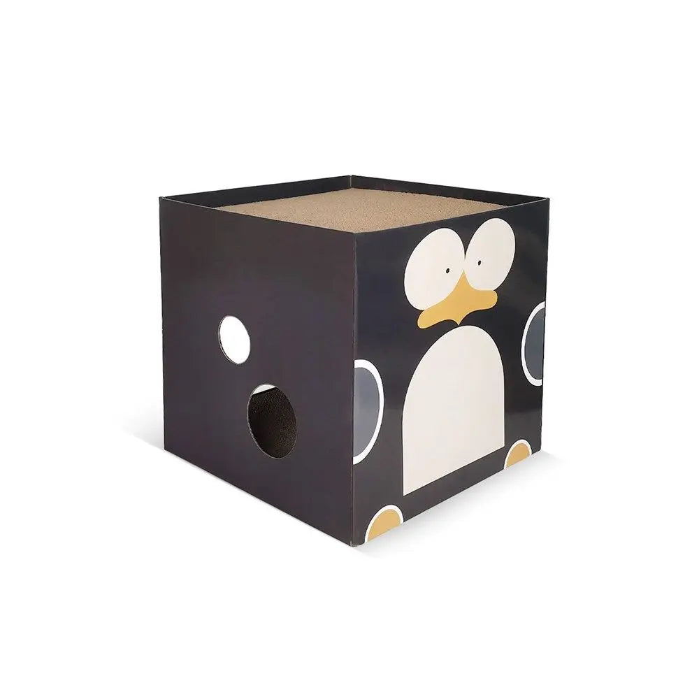 Zodiac Black Penguin Cat Scratcher: Durable, Fun, Engaging Square Design for Play