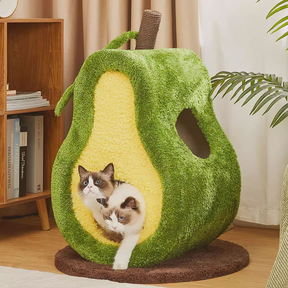 CMisstree Avocado Multi-functional Cat Scratching Post and Bed Cozy Fun